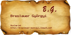 Breslauer Györgyi névjegykártya